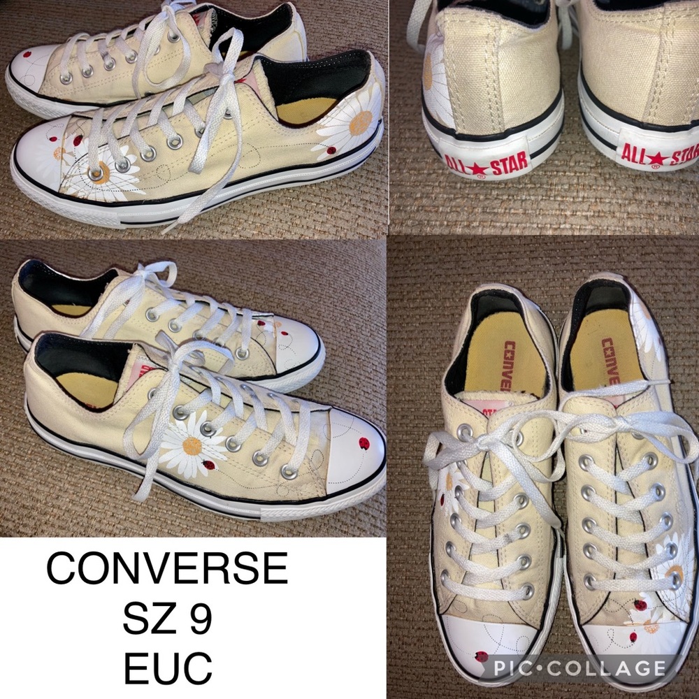 CONVERSE ALL-STAR Daisies & Ladybugs Low Top Tennis Shoes sz 9
